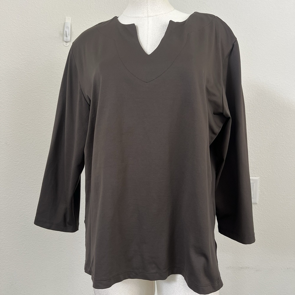 Chicos Top Women's Sz‎ 3 (us 16/18 XL) Blouse No Iron Split Neck Stretch Soft